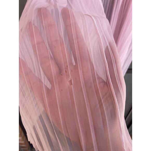 *Wounded Bird* 60s Roger’s Blush Pink Sheer Accordion-pleated nightie Sz. Med - Picture 7 of 7
